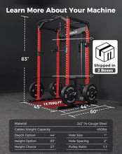 Load image into Gallery viewer, Mikolo F4 2.0 Power Cage with Dual-Track Smooth Pulley System, 1200LBS Power Rack with Leg Hold-Down for Heavy LAT Pulldowns, All-in-One Squat Rack with More Training Attachments for Home Gym (Red)
