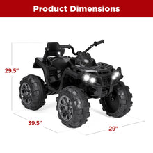 Load image into Gallery viewer, 12V Kids Ride-On Electric ATV, 4-Wheeler Quad Car Toy w/Bluetooth Audio, 3.7mph Max Speed - Black
