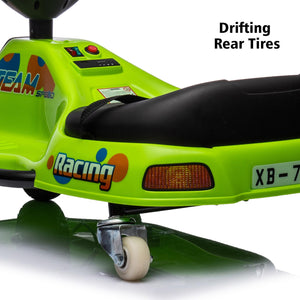 24V Electric Drifting Go Kart, High/Low Speed Switch and Simplified Drifting System, Electric Go-Kart for Ages 3+ (Green)