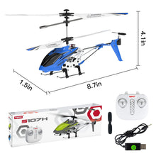Load image into Gallery viewer, Remote Control Helicopter, SYMA S107H Mini RC Helicopter with Gyro, Altitude Hold, One Key Take Off/Landing for Adults Kids(Blue)
