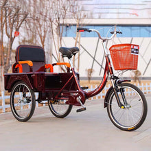 Load image into Gallery viewer, Adult Tricycle - Foldable 3 Wheel Bikes with Large Size Basket and Back Seat, 20 Inch Three-Wheeles Cruise, Purple
