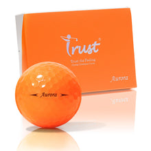 Load image into Gallery viewer, Trust Golf Ball | Aurora Bright Orange | Soft | Distance | Straight Flight | Easy to Spot | Crystal Urethane Covered | 3-Piece | Bright Orange | 12 Balls
