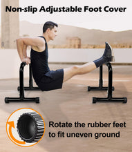 Load image into Gallery viewer, TABEKE Push Up Bar, 14'' High Steel Parallettes &amp; Dip Bar - Black
