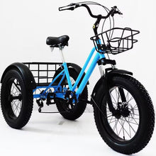 Load image into Gallery viewer, Adult Tricycle 20 Inches, Blue Fat Tire Trikes, Family Transport Off-Road Three-Wheeled Bicycles, Cruise 3 Wheel
