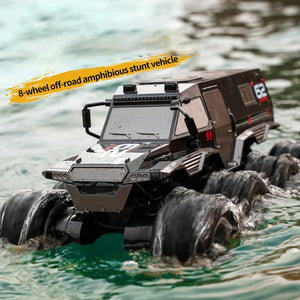 Amphibious Remote Control Car, 8WD RC Cars, 2.4GHz Remote Control Boat, Waterproof Off Road RC Monster Truck (Yellow)
