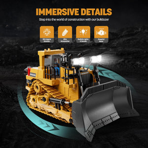 Remote Control Bulldozer Toys for Boys, Remote Control Bulldozer with Metal Dozer Blade
