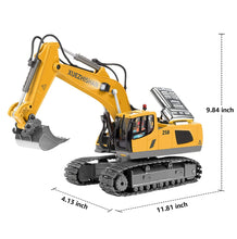Load image into Gallery viewer, Remote Control Excavator Toys for Boys Turns 680-degree 2 Batteries Metal Shovel Lights/Sounds Construction Toys
