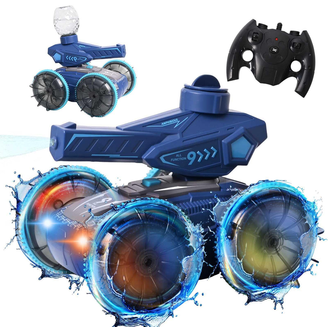 Amphibious Remote Control Truck, Shoot Water Tank RC Cars for Boys, 2.4G Off Road Hand Controlled