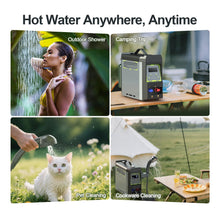 Load image into Gallery viewer, Jocoevol Portable Water Heater, Propane Water Heater with Shower Pump, Max 100 Mins 3s Instant Hot 20,000 BTU, 4000mAh Rechargeable Built-in Battery for Outdoor Cleaning, Camping, Hunting, Hiking
