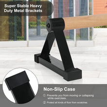 Load image into Gallery viewer, Wood push up bars Parallettes bars Anti-slip Handstand Bars for Calisthenics, Fitness, Floor workouts Solid Wood with Sturdy Metal Bracket, Support 600 LBS
