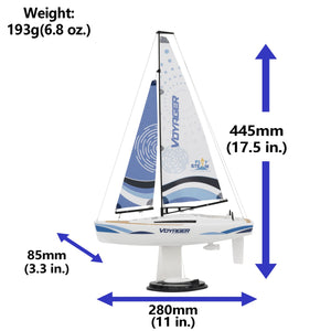 Voyager 280 2.4GHz RC Motor Powered Sailboat in Blue - 17.5" Tall