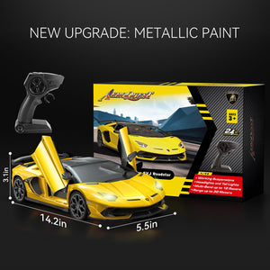 Lamborghini Remote Control Car, Officially Licensed 1:14 Lambo RC Car Yellow）