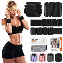 Load image into Gallery viewer, Wrist Weights, Ankle Weights Adjustable Wrist Weighted Bracelet Set of 4 (2LB Each)- Black
