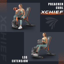Load image into Gallery viewer, XCHIEF Adjustable Weight Bench - 1000LBS Capacity Heavy Duty Foldable Workout Bench for Full Body Exercise, Flat/Incline/Decline, Bench Press for Home Gym with Preacher Pad &amp; Leg Extension
