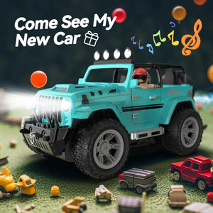 Remote Control Car with Fog Mist & Music, 1:16 Remote Control Truck for Boys, 2.4Ghz RC Car Toy with 2 Batteries, All Terrain