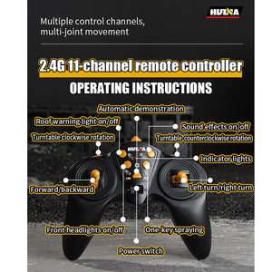 18.9 Inches 11 Channel Remote Control Cement Pump Truck 1/18 Scale 2-Batteries 2.4Ghz RC Concrete Construction Vehicle (Grey 8-Wheels)