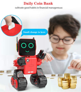 Remote Control Robot Toy for Kids, Programmable RC Robot, Speaks, Dance Moves, Plays Music. Built-in Coin Bank