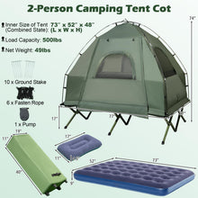 Load image into Gallery viewer, Tangkula 5-in-1 Elevated Camping Tent Cot w/Awning &amp; Carrying Bag(2 Person)

