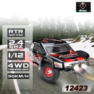 1:12 Scale Remote Control Car,4WD Top Speed 50 Km/h Electric Toy Off Road 2.4GHz RC Monster Vehicle Truck Crawler