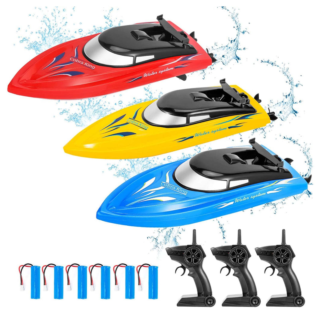 3PACK Remote Control Rc Boat for Kids, 2.4Ghz Control, Whole Body Waterproof, 6 Rechargeable Batteries Summer Water Toys