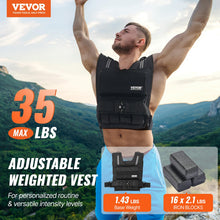 Load image into Gallery viewer, VEVOR Adjustable Weighted Vest, 35lb Weight Vest with Iron Weights, Shoulder Pad, and Reflective Stripe, Body Weight Vest Exercise Set for Men Women, Workout Equipment for Strength Training Running
