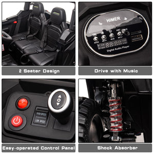 24V 2 Seater 4WD Kids Ride On UTV for Big Kids, Side by Side 4x4 Ride on Off-Road Truck with Parent Remote Control, Green