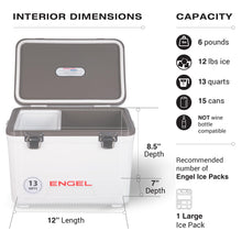 Load image into Gallery viewer, ENGEL UC13 13qt Leak-Proof, Air Tight, Drybox Cooler and Small Hard Shell Lunchbox for Men and Women in Black with Blue Interior
