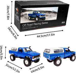 1/16 RC Rock Crawler 4x4 Truck with 3 Upgraded 1200mah Battery 2.4GHz Remote Control Off-Road Pick-up RTR for Men (Blue)