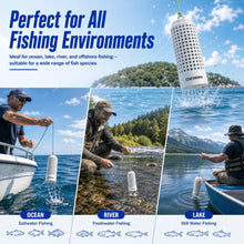 Load image into Gallery viewer, Bait Cage for Fishing, Chum Bucket &amp; Bait Barrel, PVC Fish Chum Cage with 316 Stainless Steel, Bait Bucket for Saltwater Fishing, 360° Water Flow, Indestructible with 32Feet Glow Rope (Small)
