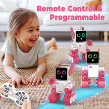 Load image into Gallery viewer, Robot Toys for Kids, Remote &amp; APP Control Robot, Programmable Interactive Toys with Coin Bank, Smart Educational Robot (Pink)
