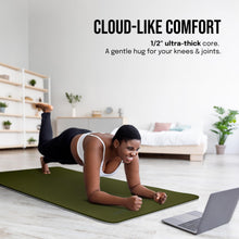 Load image into Gallery viewer, Gogokiwi Extra Wide Yoga Mat for Men Women (72"L x 36"W) Non Slip Fitness &amp; Exercise Mat with Alignment Marks for Yoga, Pilates, Floor Workouts (Olive Green, Extra Cushion (1/2 inch Thick))
