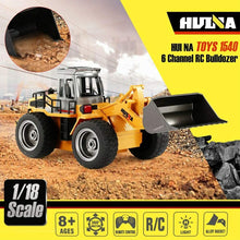 Load image into Gallery viewer, Remote Control Bulldozer Toy Truck, 1/18 Scale RC Metal Rc Front Loader 4WD Construction Vehicles for Boys Girls Kids
