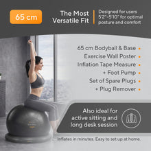 Load image into Gallery viewer, MANTRA SPORTS Yoga Ball Chair - Stability Ball and Exercise with Base for Office Desk Sitting-Jet Black
