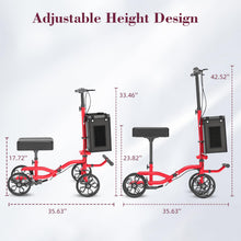 Load image into Gallery viewer, Fvzzin Lightweight Knee Scooter Crutch Alternative, Foldable &amp; Adjustable Knee Scooter for Adults for Foot Surgery, Steerable Knee Walker with Detachable Storage Basket, Includes DIY Stickers-Hot Red
