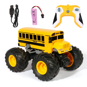 Remote Control School Bus Monster Truck Toy,1/18 RC School Bus,2.4GHz Offroad Hobby RC Racing Car with LED