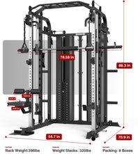 Load image into Gallery viewer, DONOW Smith Machine with Weight Stacks, Multi Function Home Gym System-A DN-DS938B Pro (Aluminum)
