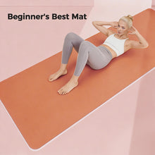 Load image into Gallery viewer, Keep 72" x 24" TPE Yoga Mat Non Slip, 1/4 Inch (6mm) Exercise Mat for Home Workout, Gym, Yoga, Pilates &amp; Stretching with Carrying Strap, Oat White, Orange
