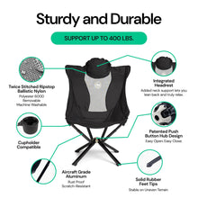 Load image into Gallery viewer, CLIQ EpiQ High Back Camping Chair with Pillow, Portable Folding, Black
