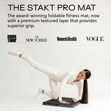Load image into Gallery viewer, Stakt Foldable Yoga Mat Pro, 2 in 1 with Premium Textured Grip, Non Slip, Folding Exercise and Fitness Mat for Pilates, Strength Training, and High Impact Workouts - Black
