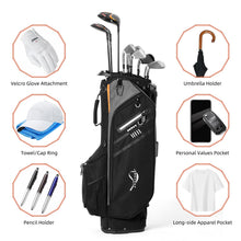 Load image into Gallery viewer, ANNCORD Golf Stand Bag 14 Way Top Dividers Full-Length with Stand, 7 Pockets, Lightweight Golf Bag for Men, Dual Strap, Rain Hood, Portable Golf Club Bag for Men Women, Black
