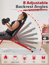 Load image into Gallery viewer, SPORTSOUL 880LB Weight Bench for Home Gym, 8-Position Backrest Adjustable Workout Bench for Strength Training – Incline Decline Flat, Foldable &amp; Compact for Small Space Apartment Room Garage

