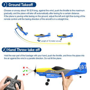 RC Plane, 3 Channel RC Airplane 2.4GHz with 2 Batteries 6-axis Gyro Stabilizer, Easy to Fly for Beginners Adults and Kids