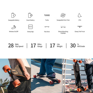 Electric Skateboards with Remote, Top Speed of 25 Mph, 17miles Range, Flexible Tri-Laminate Deck, IP55 Waterproof, Electric Longboard