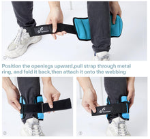 Load image into Gallery viewer, Sportneer Adjustable Ankle Weights Set - 1 Pair (2-10 lbs) Removable Sandbags -Blue
