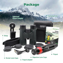 Load image into Gallery viewer, Gosky 10x42 Binoculars for Adults High Powered with Phone Adapter &amp; Tripod
