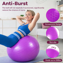 Load image into Gallery viewer, Leyndo 4 Pcs 26 Inch Yoga Exercise Ball Pilates Pregnancy Birthing Fitness Ball with Quick Pump Anti Burst for Improved Posture, Balance, Yoga, Pilates, Training(Pink Green Gray Set)
