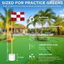 Load image into Gallery viewer, KINGTOP 3 ft Yellow Golf Flagstick Sets with Checkered Flags, 3 Pack
