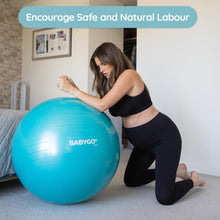 Load image into Gallery viewer, BABYGO Birthing Ball - Pregnancy Yoga Labor &amp; Exercise Ball &amp; Book Set Trimester Targeting (Turquoise, 65cm)
