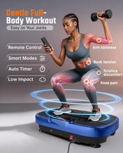Load image into Gallery viewer, Vibration Plate Exercise Machine for Weight Loss and Lymphatic Drainage - 330lb Vibrating Platform for Home Gym Workout, Full Body Shaker Pilates Equipment with 2 Bands for Women and Men - Blue
