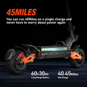 Electric Scooter for Adults, 55 Mph, 14" Tires, 75 Miles Range, 8000W Motor, 60V 38Ah Battery, Folding E-Scooter with Dual Motor/Suspension/Chargers